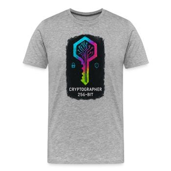 Cryptographe 256-bit Cybersécurité - T-shirt bio Premium Homme - gris chiné - Devant - Damien (186cm)
