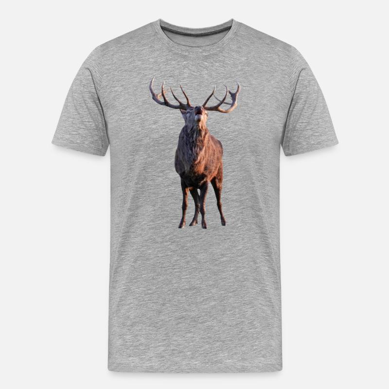 Röhrender Hirsch - Männer Premium Bio T-Shirt - Grau meliert