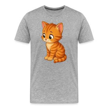 Kätzchen getigert - Männer Premium Bio T-Shirt - Grau meliert - Vorne - Damien (186cm)