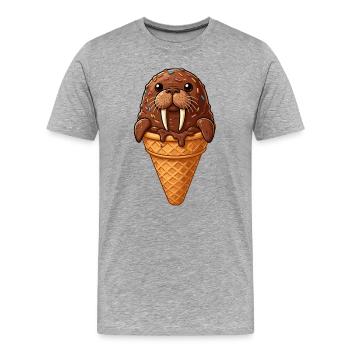 Rêve de la glace morse - T-shirt bio Premium Homme - gris chiné - Devant - Damien (186cm)
