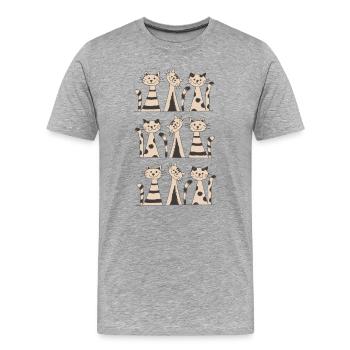 9 Vie féline - T-shirt bio Premium Homme - gris chiné - Devant - Damien (186cm)