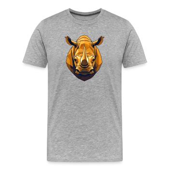 Polygonaler Nashornkopf in Gold - Männer Premium Bio T-Shirt - Grau meliert - Vorne - Damien (186cm)