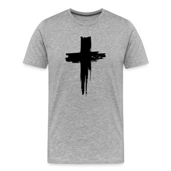 Croix peinte - T-shirt bio Premium Homme - gris chiné - Devant - Damien (186cm)