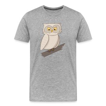 Eule Uhu Kauz - Männer Premium Bio T-Shirt - Grau meliert - Vorne - Damien (186cm)