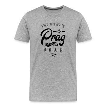 prag happens stays - Männer Premium Bio T-Shirt - Grau meliert - Vorne - Damien (186cm)