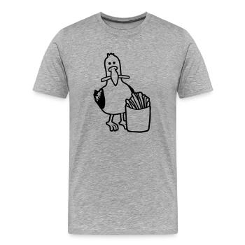 Frites volées mouette heureuse - T-shirt bio Premium Homme - gris chiné - Devant - Damien (186cm)
