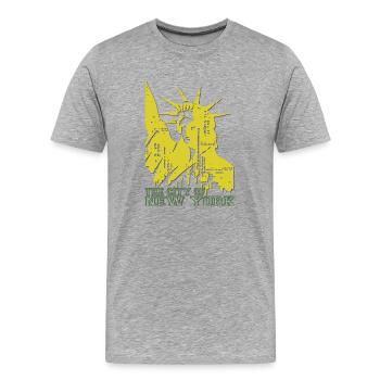 La ville de New York - T-shirt bio Premium Homme - gris chiné - Devant - Damien (186cm)