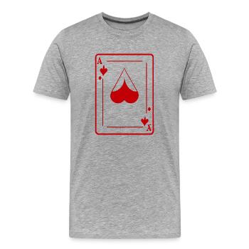 Spielkarte Ass - Männer Premium Bio T-Shirt - Grau meliert - Vorne - Damien (186cm)