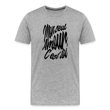 Mon seul Amour - T-shirt bio Premium Homme - gris chiné - Devant - Damien (186cm)