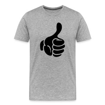 hand thumb like comic - Männer Premium Bio T-Shirt - Grau meliert - Vorne - Damien (186cm)