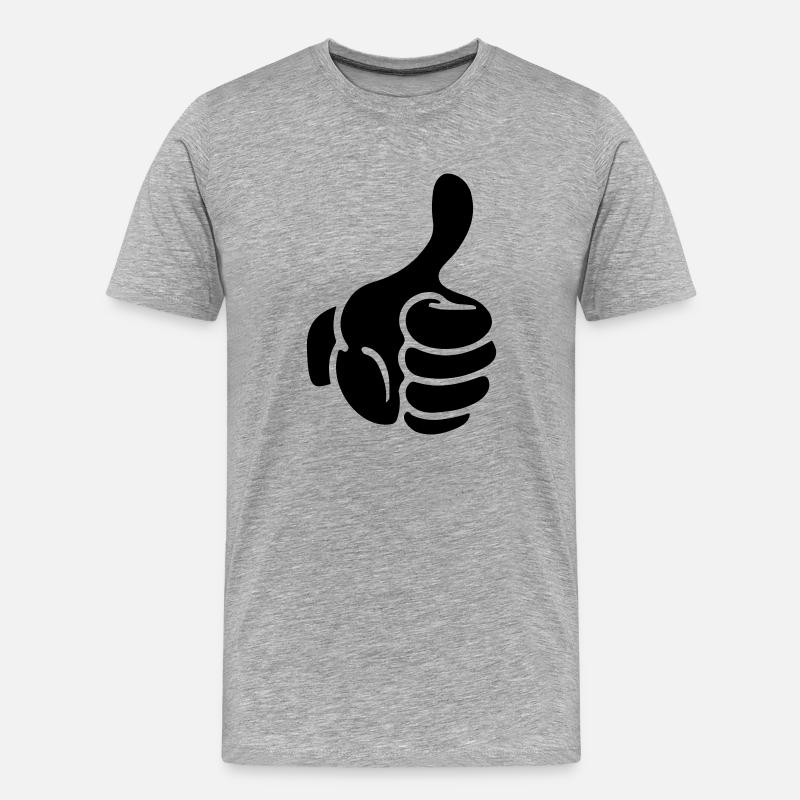 hand thumb like comic - Männer Premium Bio T-Shirt - Grau meliert