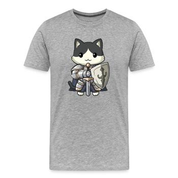 Paladin Katze - Männer Premium Bio T-Shirt - Grau meliert - Vorne - Damien (186cm)