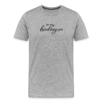 In meiner Heilungszeit - Männer Premium Bio T-Shirt - Grau meliert - Vorne - Damien (186cm)