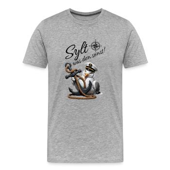 Sylt quoi d’autre ! mouette drôle avec ancre - T-shirt bio Premium Homme - gris chiné - Devant - Damien (186cm)