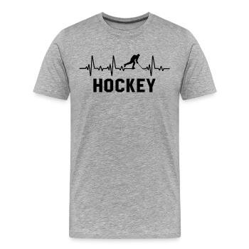 Hockey herzschlag eishockey eishockeyspieler - Männer Premium Bio T-Shirt - Grau meliert - Vorne - Damien (186cm)