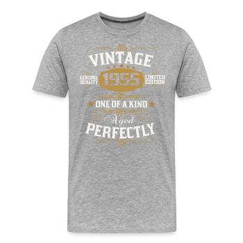 1955 Vintage Jahrgang Geburtstag Retro Geschenk - Männer Premium Bio T-Shirt - Grau meliert - Vorne - Damien (186cm)