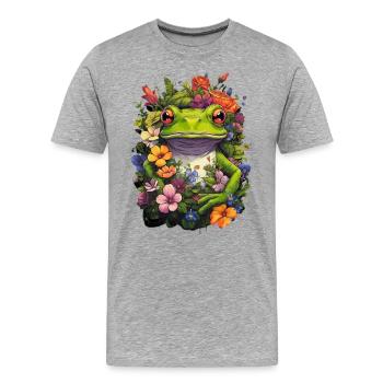 Ästhetischer Frosch Frösche für einen Frosch - Männer Premium Bio T-Shirt - Grau meliert - Vorne - Damien (186cm)