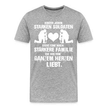 Starke Soldaten - Männer Premium Bio T-Shirt - Grau meliert - Vorne - Damien (186cm)
