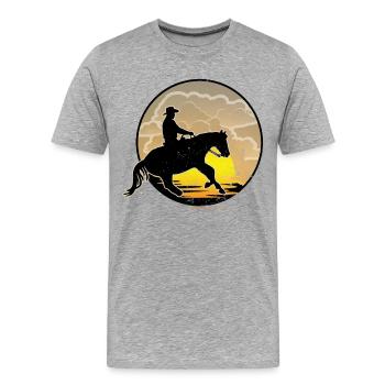 Westernreiten - Männer Premium Bio T-Shirt - Grau meliert - Vorne - Damien (186cm)