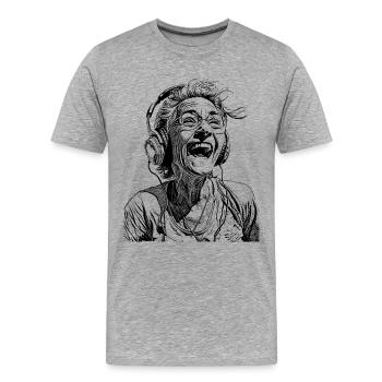 T-shirt Rocking Wisdom – Musique pour joie de vivre! - T-shirt bio Premium Homme - gris chiné - Devant - Damien (186cm)