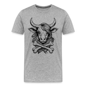 Aktivistinnen-Shirt: Symbolischer Rinder-Totenkopf - Männer Premium Bio T-Shirt - Grau meliert - Vorne - Damien (186cm)