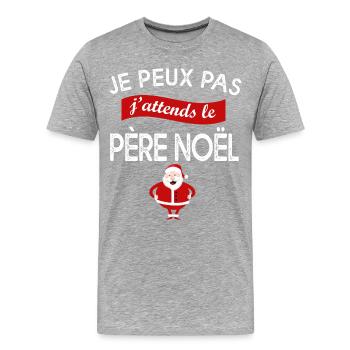 J'peux pas j'attends le père noël T-shirt Noël - T-shirt bio Premium Homme - gris chiné - Devant - Damien (186cm)