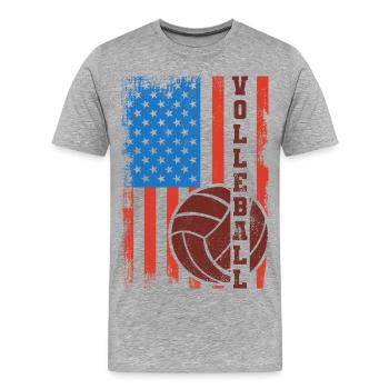 Patriotischer Volleyballspieler - Männer Premium Bio T-Shirt - Grau meliert - Vorne - Damien (186cm)