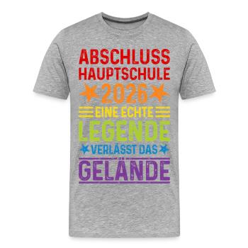 Abschluss 2026 Hauptschule Legende Gelände - Männer Premium Bio T-Shirt - Grau meliert - Vorne - Damien (186cm)