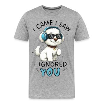 Maltais de dessin animé Je suis venu Je t’ai vu Je t’ai ignoré - T-shirt bio Premium Homme - gris chiné - Devant - Damien (186cm)