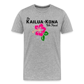 In Kailua-Kona We Trust - Männer Premium Bio T-Shirt - Grau meliert - Vorne - Damien (186cm)