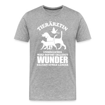 Tierärztin - Unmögliches wird sofort erledigt - Männer Premium Bio T-Shirt - Grau meliert - Vorne - Damien (186cm)