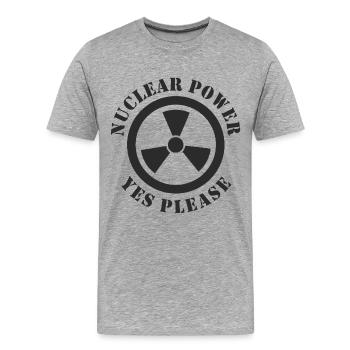 Nuclear Power, Yes Please, Nuclear Energy - Men's Premium Organic T-Shirt - heather grey - Front - Damien (186cm)