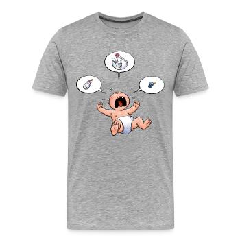 CD - Baby Kreisch Flasche Windel Schnuller Essen - - Männer Premium Bio T-Shirt - Grau meliert - Vorne - Damien (186cm)