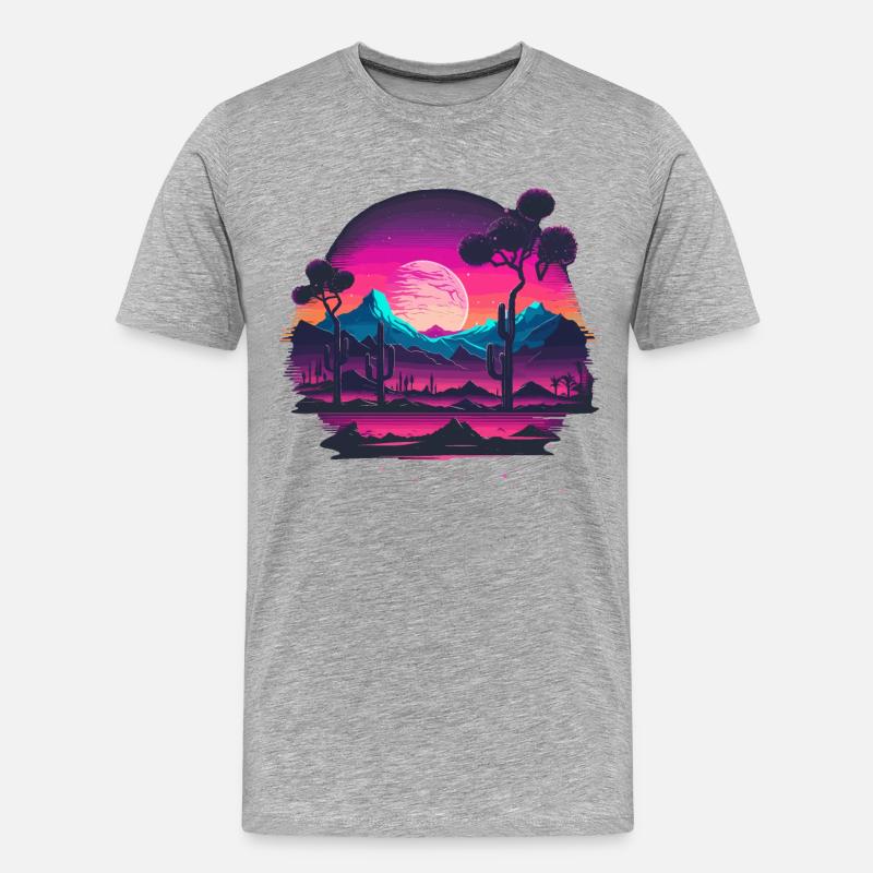 Vaporwave Artwork - Männer Premium Bio T-Shirt - Grau meliert
