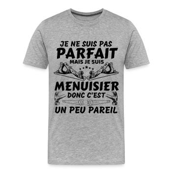 humour menuisier - T-shirt bio Premium Homme - gris chiné - Devant - Damien (186cm)