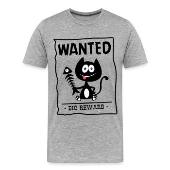Chat gesucht! Katze von der Polizei gesucht, Humor - Männer Premium Bio T-Shirt - Grau meliert - Vorne - Damien (186cm)