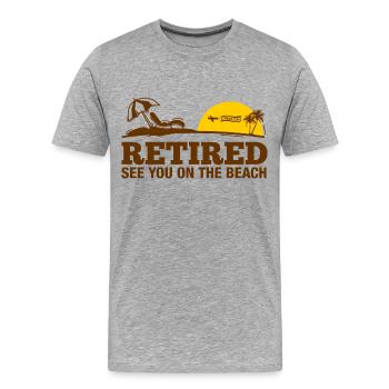Pension - Männer Premium Bio T-Shirt - Grau meliert - Vorne - Damien (186cm)