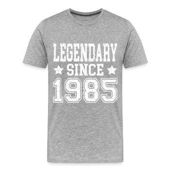 Legendary since 1985 - Männer Premium Bio T-Shirt - Grau meliert - Vorne - Damien (186cm)
