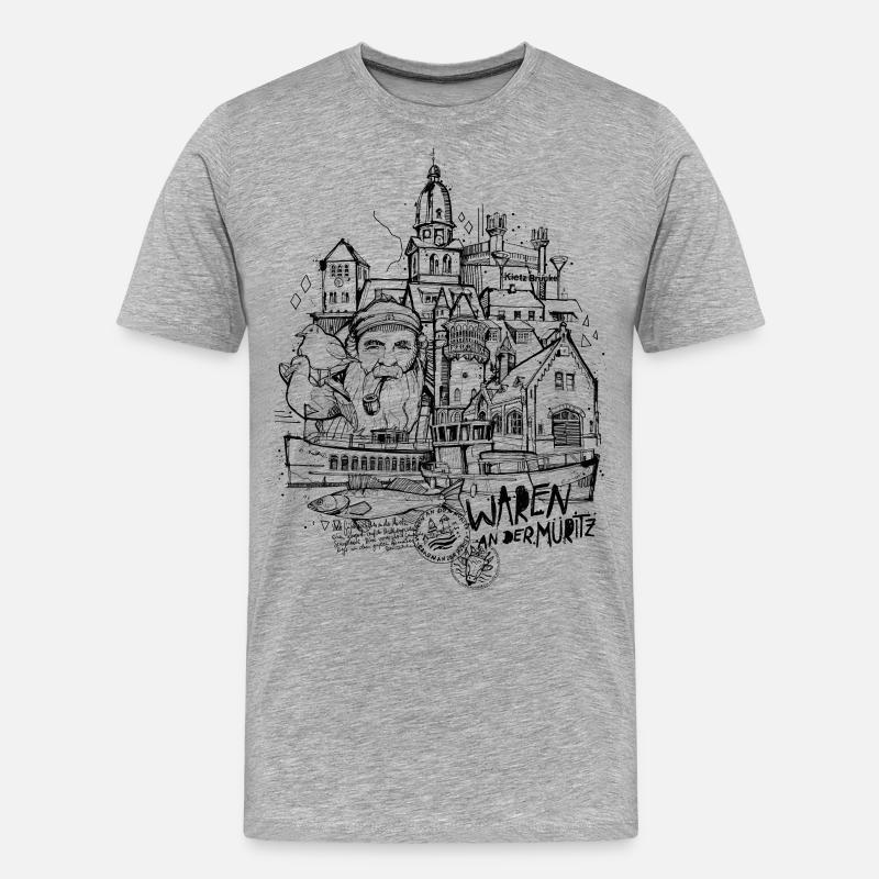 Waren an der Müritz - Männer Premium Bio T-Shirt - Grau meliert