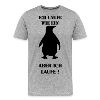 Pinguin laufe - laufen - Männer Premium Bio T-Shirt - Grau meliert - Vorne - Damien (186cm)