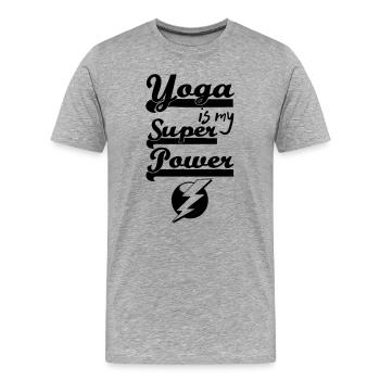 Superpower Yoga - Men's Premium Organic T-Shirt - heather grey - Front - Damien (186cm)