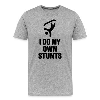 I do my own stunts lustige Snowboarden snowboard - Männer Premium Bio T-Shirt - Grau meliert - Vorne - Damien (186cm)