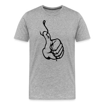 Angler Thumbs up Nokidding Logo - T-shirt bio Premium Homme - gris chiné - Devant - Damien (186cm)