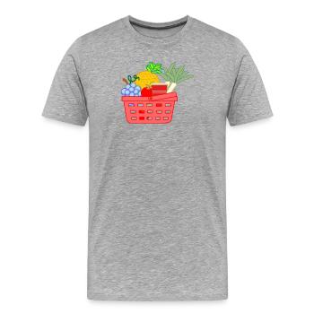 Shopping basket with fruit and vegetables - Men's Premium Organic T-Shirt - heather grey - Front - Damien (186cm)