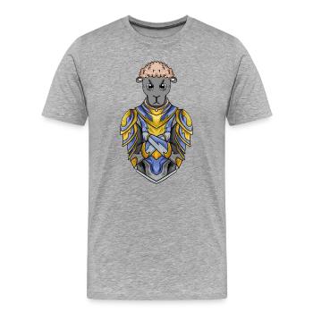 Knight Sheep Crusader - Men's Premium Organic T-Shirt - heather grey - Front - Damien (186cm)