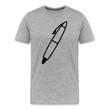 Schreiben Stift Schattenfigur transparent - Männer Premium Bio T-Shirt - Grau meliert - Vorne - Damien (186cm)