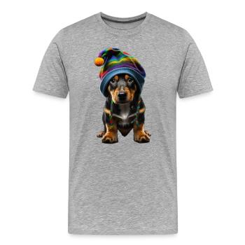 Stylish Pup - Männer Premium Bio T-Shirt - Grau meliert - Vorne - Damien (186cm)