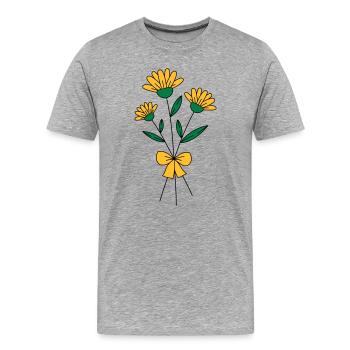 Bouquet de fleurs tricolore - T-shirt bio Premium Homme - gris chiné - Devant - Damien (186cm)