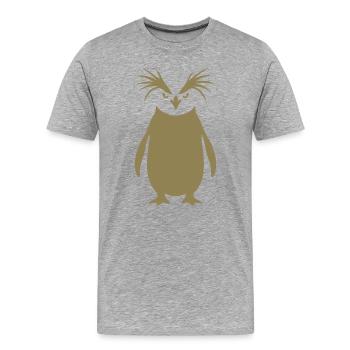 Art minimaliste de la silhouette du pingouin empereur - T-shirt bio Premium Homme - gris chiné - Devant - Damien (186cm)