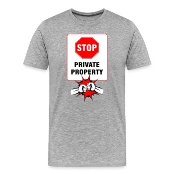 Signalisation de Propriété Privée - T-shirt bio Premium Homme - gris chiné - Devant - Damien (186cm)